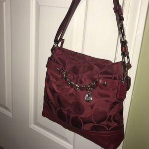 Ruby/wine Red Coach duffle bag